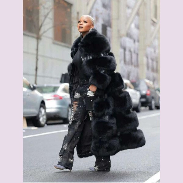 RR2831 Two Ways Wear Long Faux Fur Coats Women Stand Fur Collar Long Sleeve Fake Fox Fur Winter Jackets Women Waist Zipper Fashion